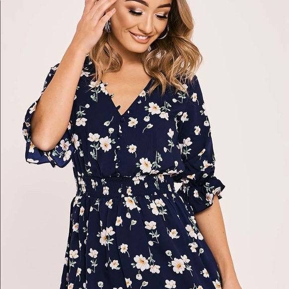 Asos navy floral dress - Picture 1 of 2